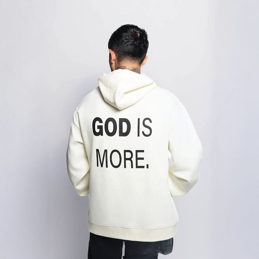 Trademark Hoodie Cream GOD IS MORE. 