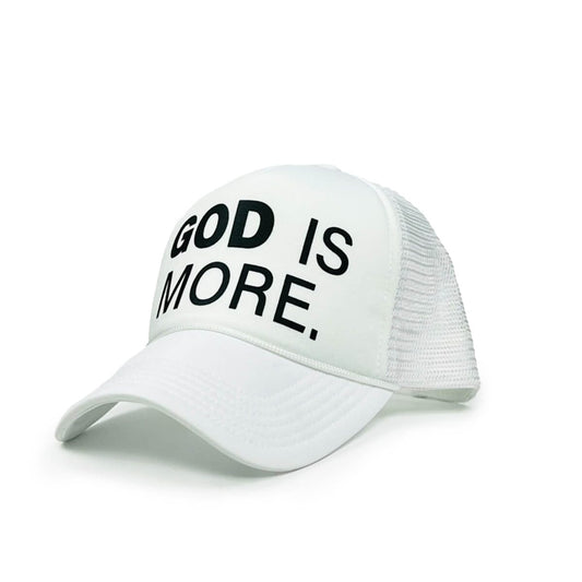 Signature Trucker Hat White GOD IS MORE. 